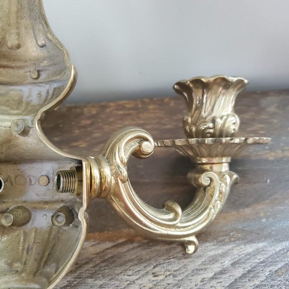 Vintage Mod Dep Brass Wall Sconce Candle Holder - Picture 12 of 15